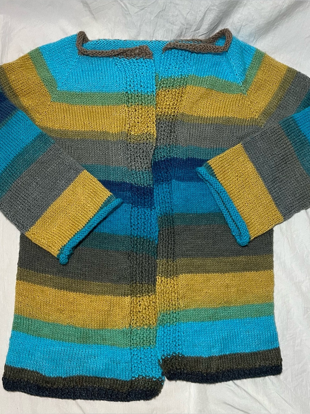Vintage Boho Striped Knit Cardigan Open Front Colorful Women’s Indie Granolacore